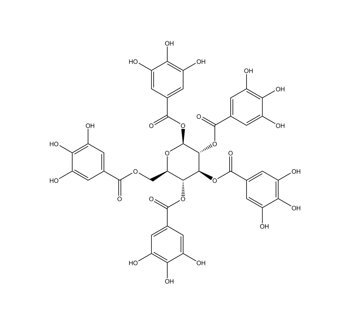 1,2,3,4,6-O-五没食子酰葡萄糖|14937-32-7